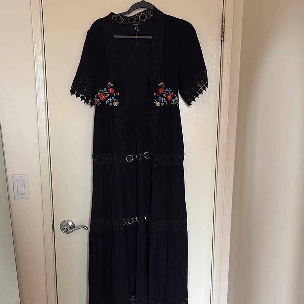 Black Floral Embroidered Cover up